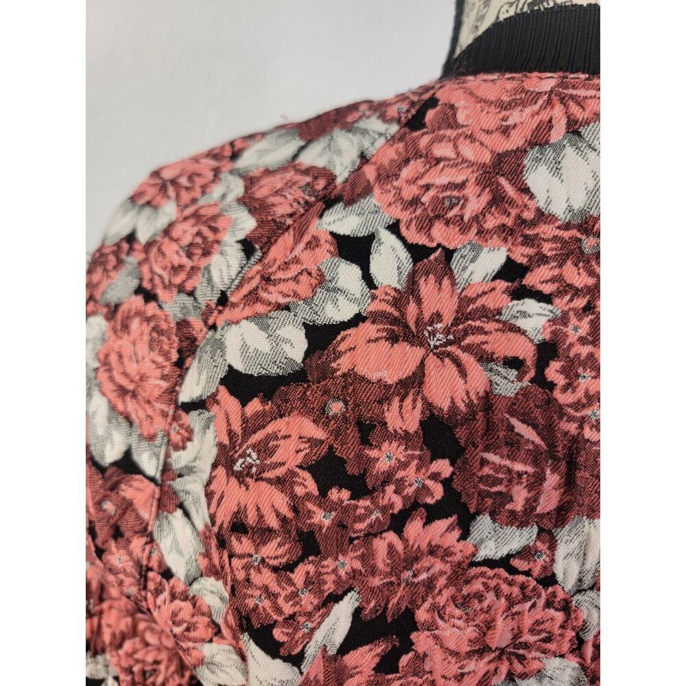 Sandro Paris Floral Crop Bomber Jacket Womens Sz 2 (M) Evora Jacquard Full Zip - Picture 6 of 9